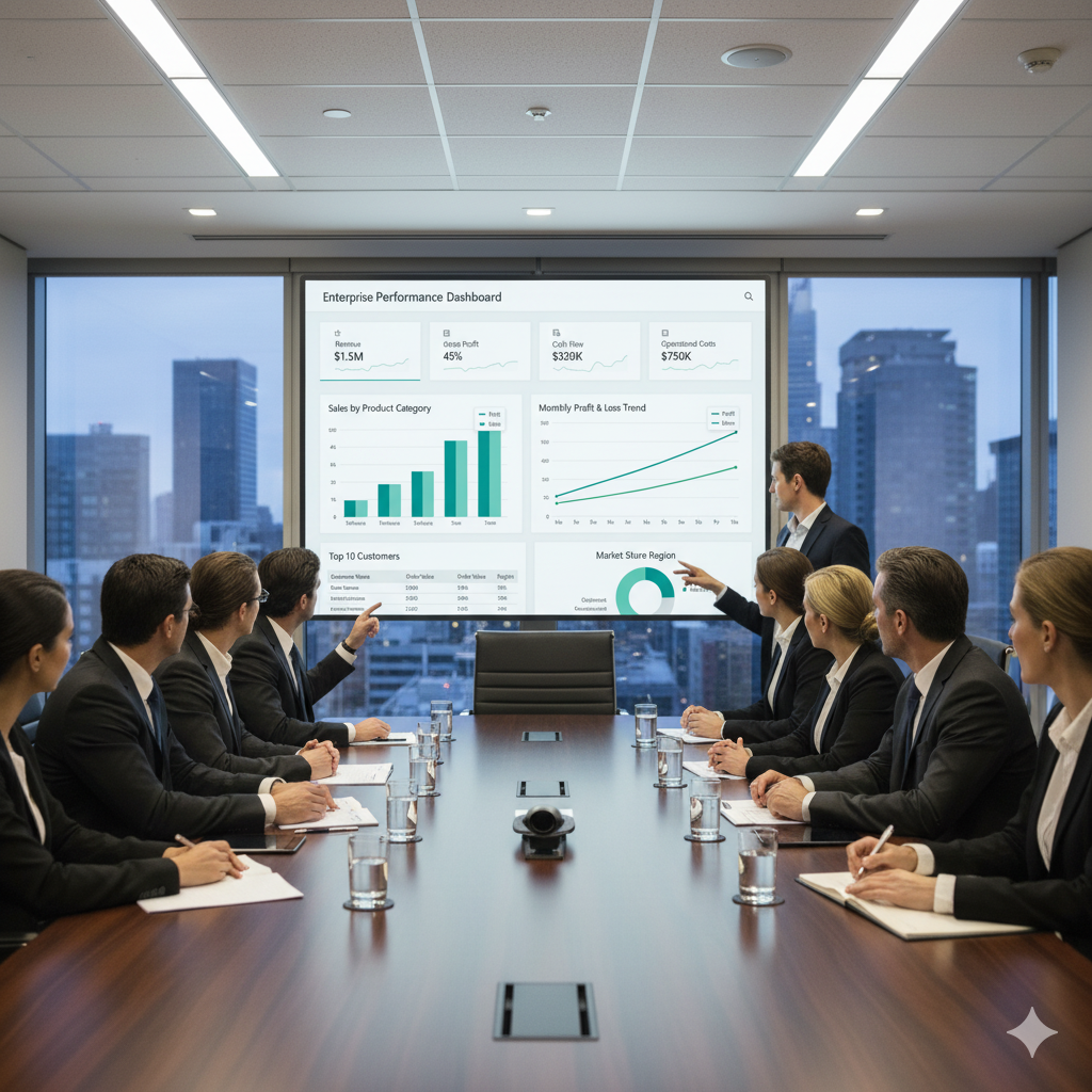 Power BI dashboards on a monitor