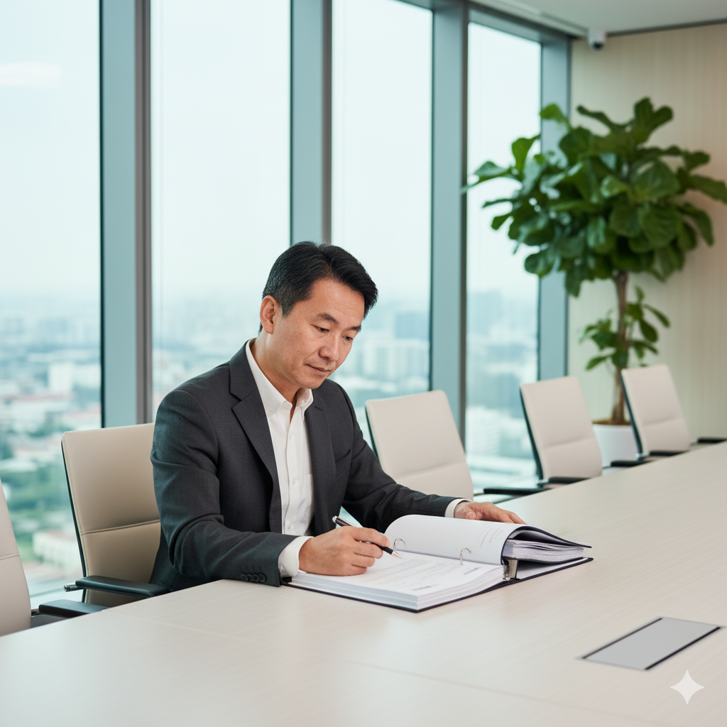 Professional working in modern office